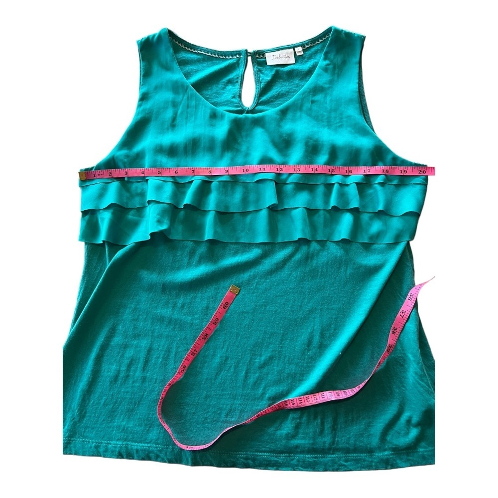 Deletta Anthropologie Top Womens Medium Geen Layered Mixed Media Sleeveless L - Picture 5 of 10